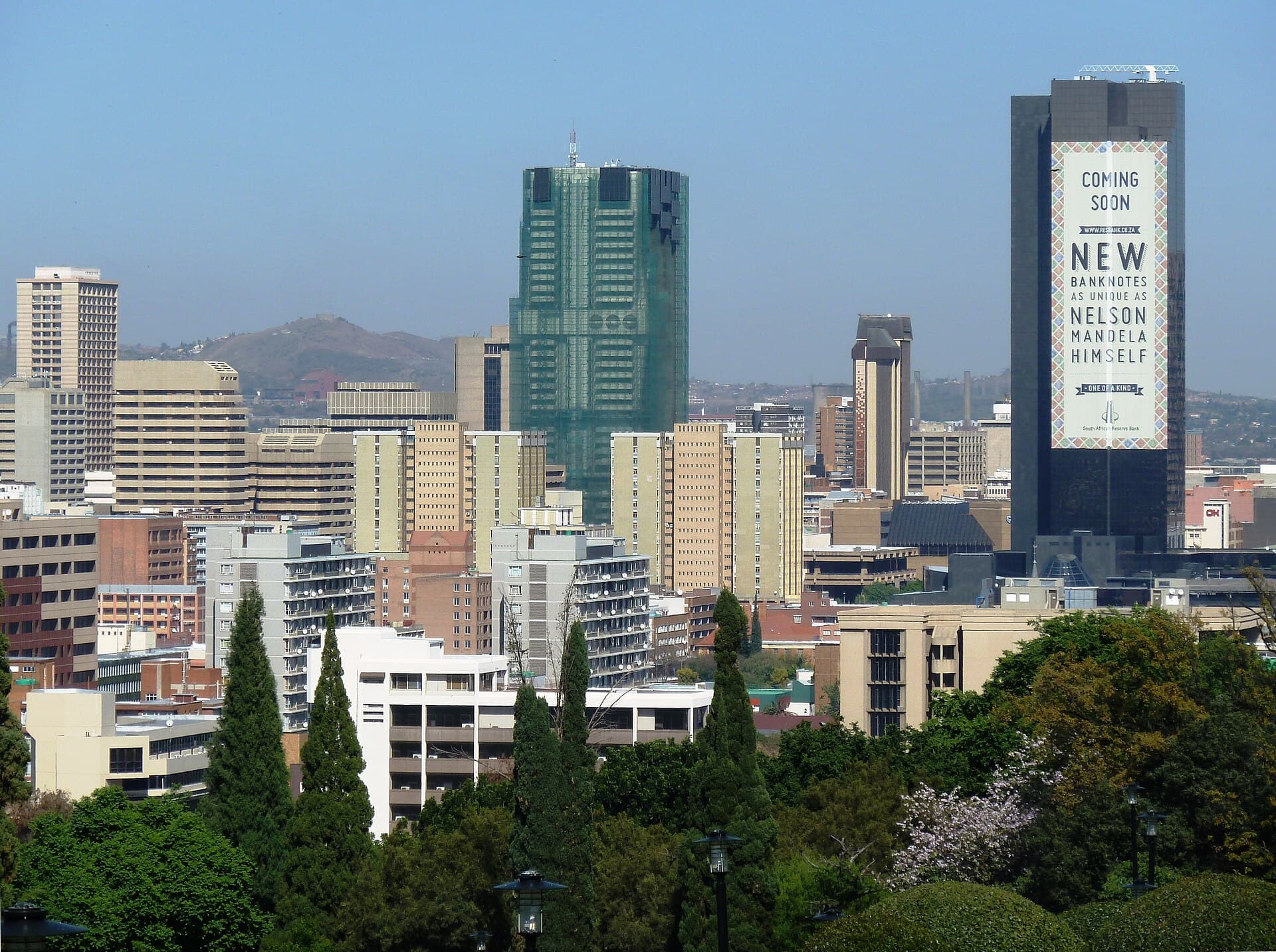 Pretoria city centre, including the South African Reserve Bank tower