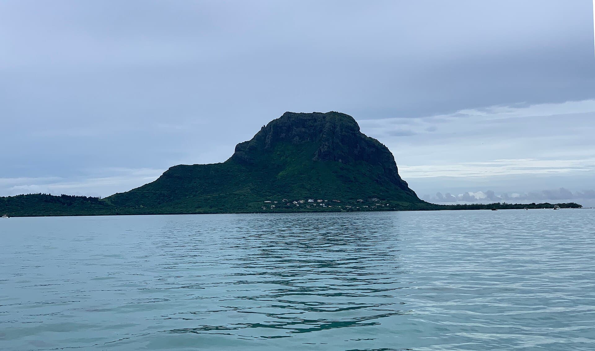 Le Morne Brabant mountain rising above the sea in south-west Mauritius