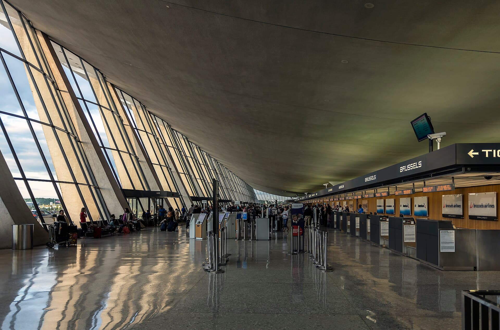 The interior of the main terminal at Washington Dulles International Airport